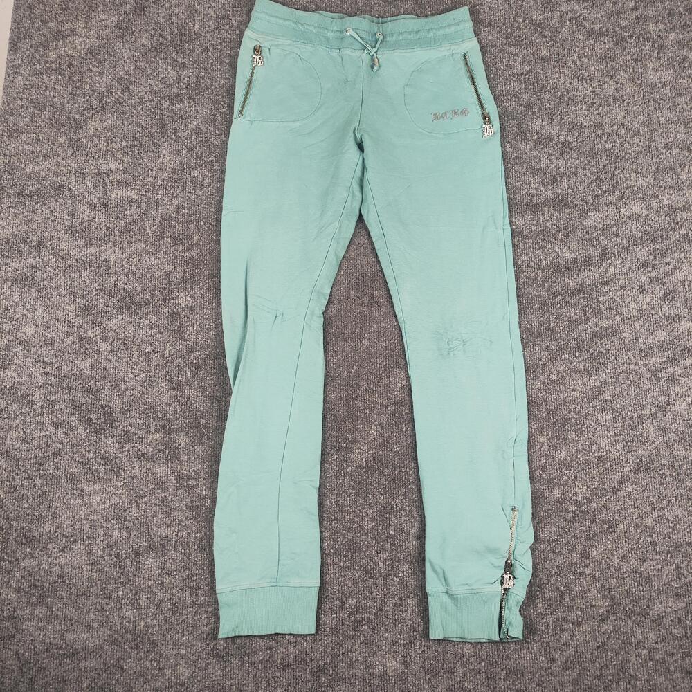 BCBGMAXAZRIA Sweatpants Womens Medium Green Jersey Elastic Waist Zip Cuffs
